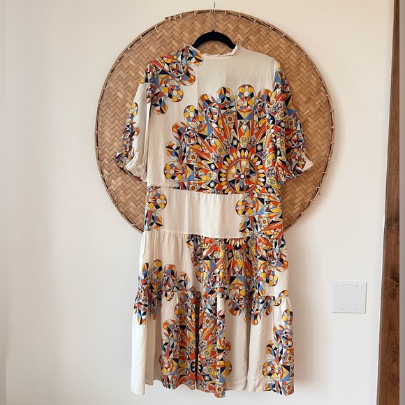 TORY BURCH ARABELLA BOHO BOHEMIAN PEASANT SILK DRESS SWEET TANGERINE EUC FLOWY - Picture 13 of 16